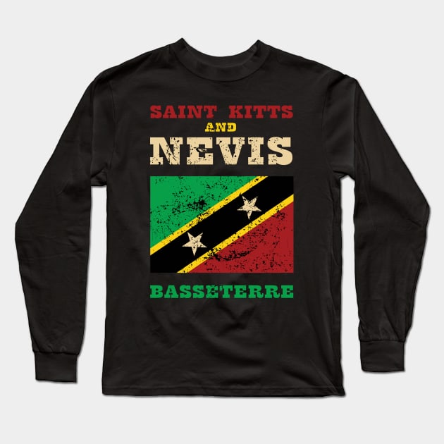 Flag of Saint Kitts and Nevis Long Sleeve T-Shirt by KewaleeTee